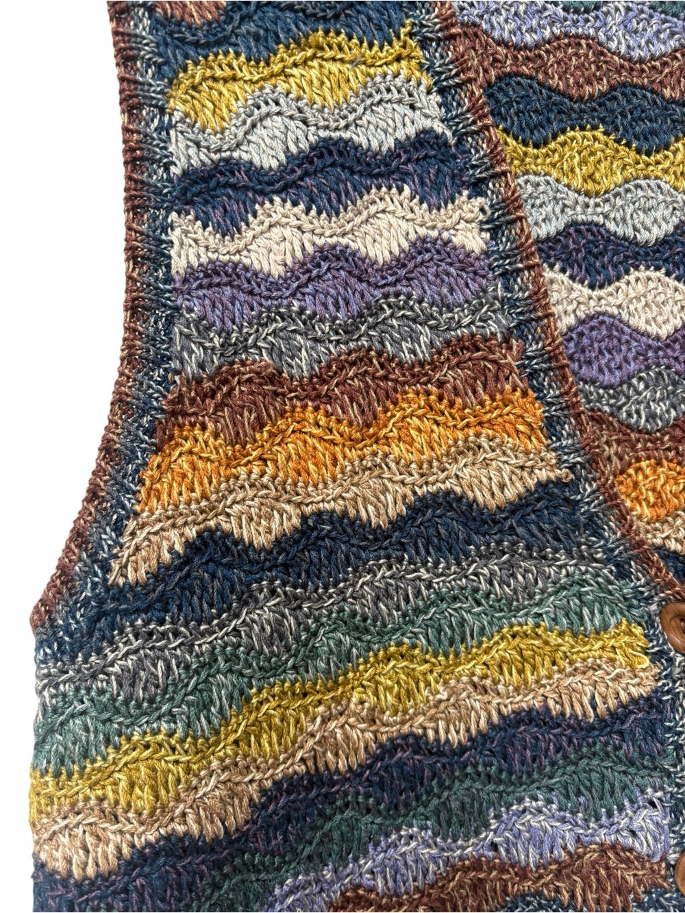 Vintage Peruvian Connection Pima Colorful Knit V-Neck Sweater Vest M Oversized - Picture 2 of 6